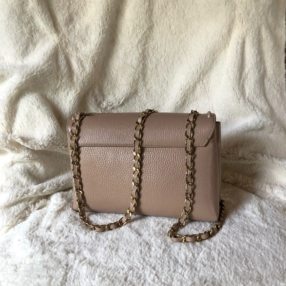 Valentino by Mario Valentino Tan Studded Shoulder Bag Gold Hardware